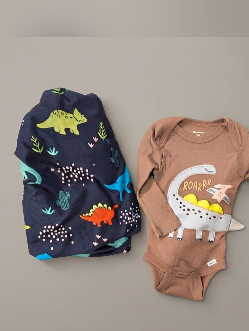 Carter's NB Brown Dinosaur Long Sleeve Onesie
